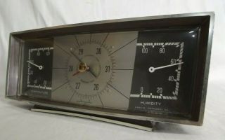 Vintage Airguide Instrument Co Desktop Weather Station Thermometer Barometer Usa