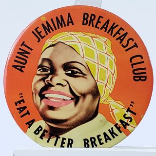 Vintage Black Americana Aunt Jemima Breakfast Club Pin Large 4 "
