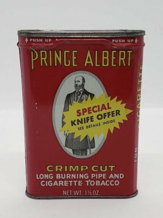 Vintage Prince Albert Crimp Cut Pipe Cigarette Tobacco Tin Special Knife Offer