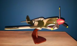 Usaf Curtiss P - 40 Warhawk Desk Top Display Model Ww2 Airplane - Solid Wood