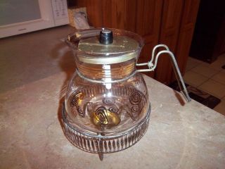 Vintage Glass Coffee Carafe Burner Mid Century Modern " Jet - O - Matic " Flameproof