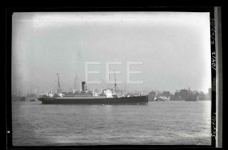 1936 Ss Scythia Ocean Liner Ship Manhattan Nyc Old Photo Negative 689b