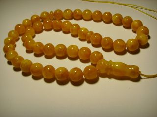 Natural Baltic Amber Pressed Islamic 45 Prayer Beads Tasbih Misbaha 28gr B - 792