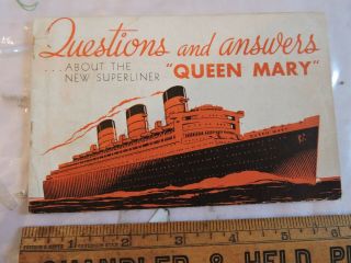 Rare 1936 Queen Mary Cunard Line Ocean Liner Steamship 12p Photo Brochure