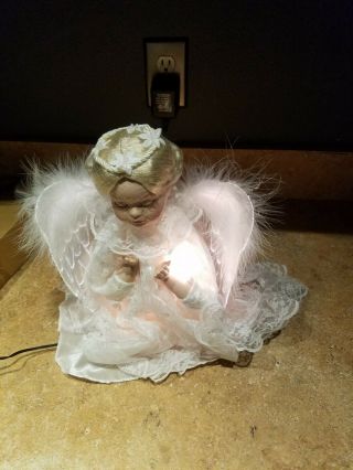 Animated Motion Cream W Lace Angel 12 " Christmas Doll.  See Photos.  Very.