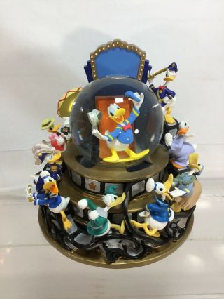 Disney Donald Duck Through The Years Large Musical Light Up Motion Snowglobe