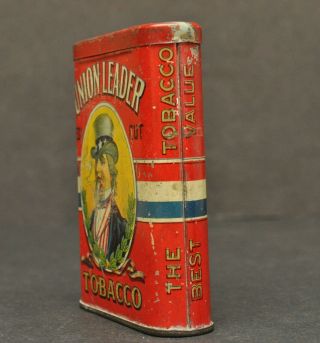 Antique Vintage Union Leader Redi Cut Tobacco Tin Pipe Cigarette Pocket Tin Box 2