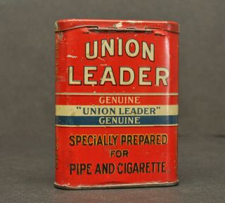 Antique Vintage Union Leader Redi Cut Tobacco Tin Pipe Cigarette Pocket Tin Box 3