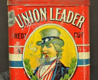 Antique Vintage Union Leader Redi Cut Tobacco Tin Pipe Cigarette Pocket Tin Box 6