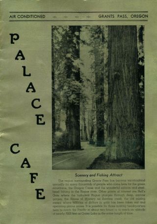 C1943 Palace Cafe Menu,  Grants Pass,  Oregon,  10 Pages Ads & Illustrations