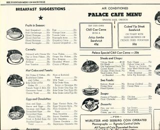 c1943 Palace Cafe Menu,  Grants Pass,  Oregon,  10 Pages Ads & Illustrations 2