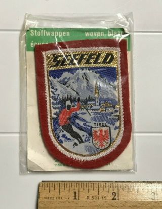 Seefeld Tirol Austria Skiing Ski Area Skier Souvenir Woven Felt Patch Badge