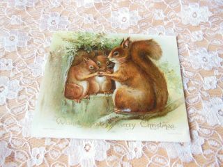 Victorian Christmas Card/squirrels/ernest Nister