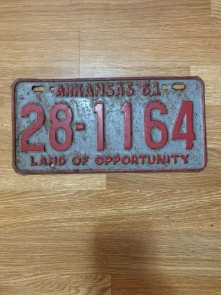 1961 Arkansas Vintage License Plate Tag