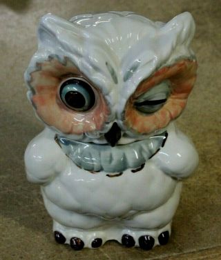 Vintage Usa Shawnee Pottery Cookie Jar Winking Owl