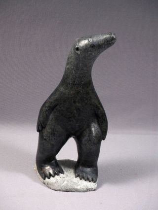 Large Soapstone Inuit Native Eskimo Carving Bear Canada Jonassie Kudluk 2004