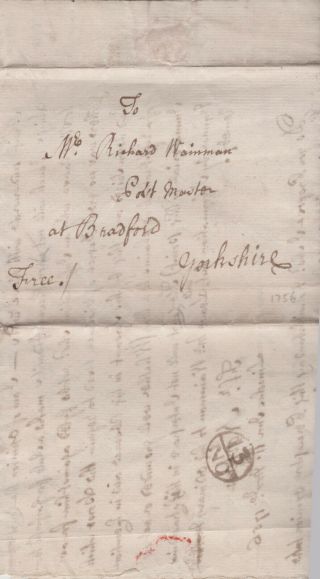 1756 London Bishopmark On Rate Letter To Richard Wainman Bradford Yorkshire