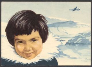Advertising The Sas Airlines Polar Route Postcard