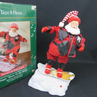 Animated Snowboarding Santa Music Born To Be Wild Singing Dancing 15in See Video