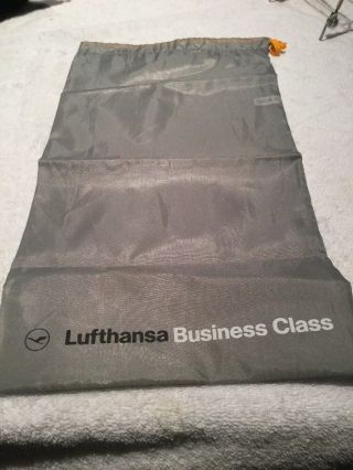 Empty Lufthansa Nylon Business Class Drawstring Bag 14 Long X 8 " Wide