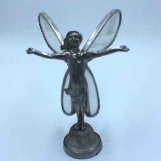 Vtg Monster 1996 Pewter Fairy Angel White Irridescent Glass Wings Standing