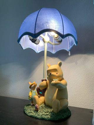 Disney Store Classic Pooh Just Begun Lamp Umbrella Raindrop Piglet Rare