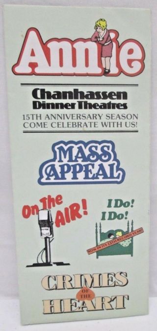 Vintage 1983 Chanhassen Dinner Theatre Minnesota Brochure Performances Prices