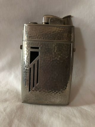 Evans Art Deco Cigarette Case & Lighter Silver & Black