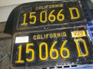 1963 California Truck / Commercial License Plates Pair Dmv Clear Yom