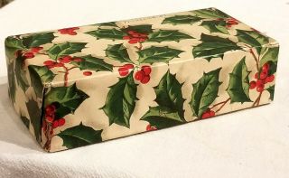 Early 1900s Holly Themed Gift Box.  Wonderful Graphics.  Before Wrapping Paper