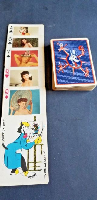 Vintage 1950s Nude Risque Pin - up Girl Models Of All Nations Playing Cards 5