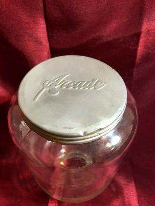 Vintage ARCADE No25 GLASS HOPPER JAR FOR WALL MOUNT COFFEE GRINDER w/ Orig Lid 2