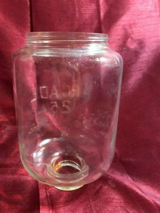 Vintage ARCADE No25 GLASS HOPPER JAR FOR WALL MOUNT COFFEE GRINDER w/ Orig Lid 7