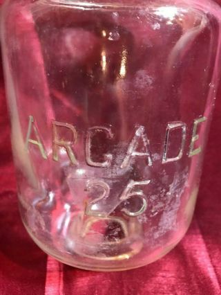 Vintage ARCADE No25 GLASS HOPPER JAR FOR WALL MOUNT COFFEE GRINDER w/ Orig Lid 8