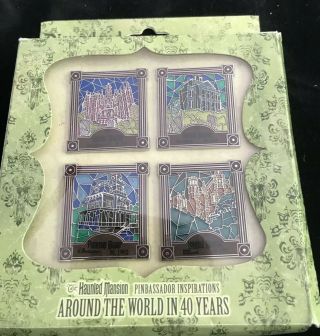 Disneyland O’pin House Pinbassador Haunted Mansion Stained Glass Le 250 Pin Set