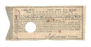 Orig.  State Of Connecticut Treasury Office Voucher 1781