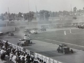 Vintage Photograph Of A Hot Rod Car Race And Crash - Racing Photo