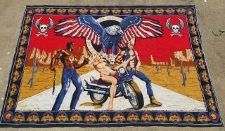 Large Los Angeles Motorcycle Gang 1984 Eagle Tapestry David Mann??