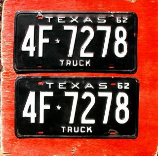 1962 Texas Pair Truck 4f - 7278 License Plates