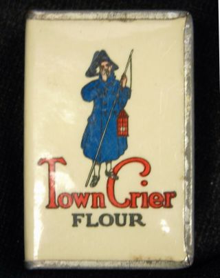 Antique Brown Bigelow Town Crier Flour Advertising Celluloid Match Safe Case