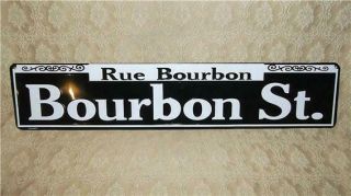 Rue " Bourbon St.  " Metal Street Sign 24 " X5 " Embossed French Quarter Orleans