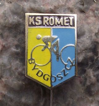 Antique Poland Cycling Club Ks Romet Bydgoszcz Bike Team Bicycle Racer Pin Badge