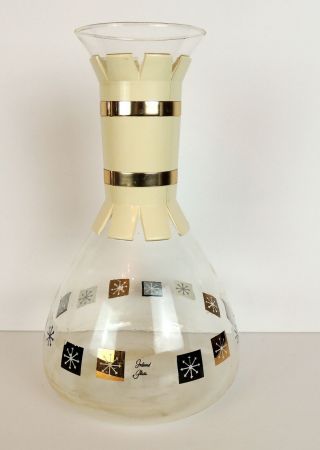 Vtg Mid Century Mod Atomic Coffee Carafe Beaker Decanter Glass Bar Wine No Top