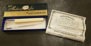 Vintage 1960 Bd Glass Medical Center Fever Thermometer W/ Case And Box