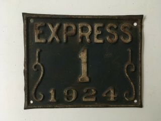 1924 San Antonio Texas Express Omnibus Bus License Plate Low Number 1 One Digit