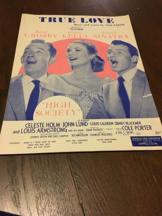 Vintage Sheet Music True Love Cole Porter Bing Crosby Grace Kelly Frank Sinatra