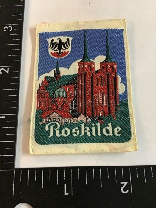 Vtg Roskilde Denmark Travel Souvenir Sew - On Patch Emblem Crest Badge Castle