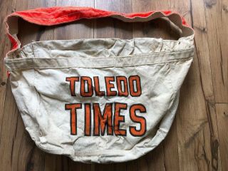 Vintage Toledo Times Newspaper Paperboy Carrier - Canvas - Bag