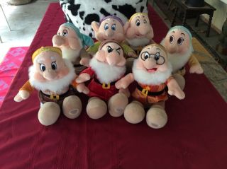 7 Dwarfs Disney Plush 14 " Plush Set Characters Exclusive Authentic Rare