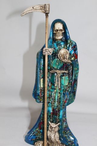 572 Statue Semillas Santa Muerte Transparente Blue 12 " Seeds Holy Death Estudio